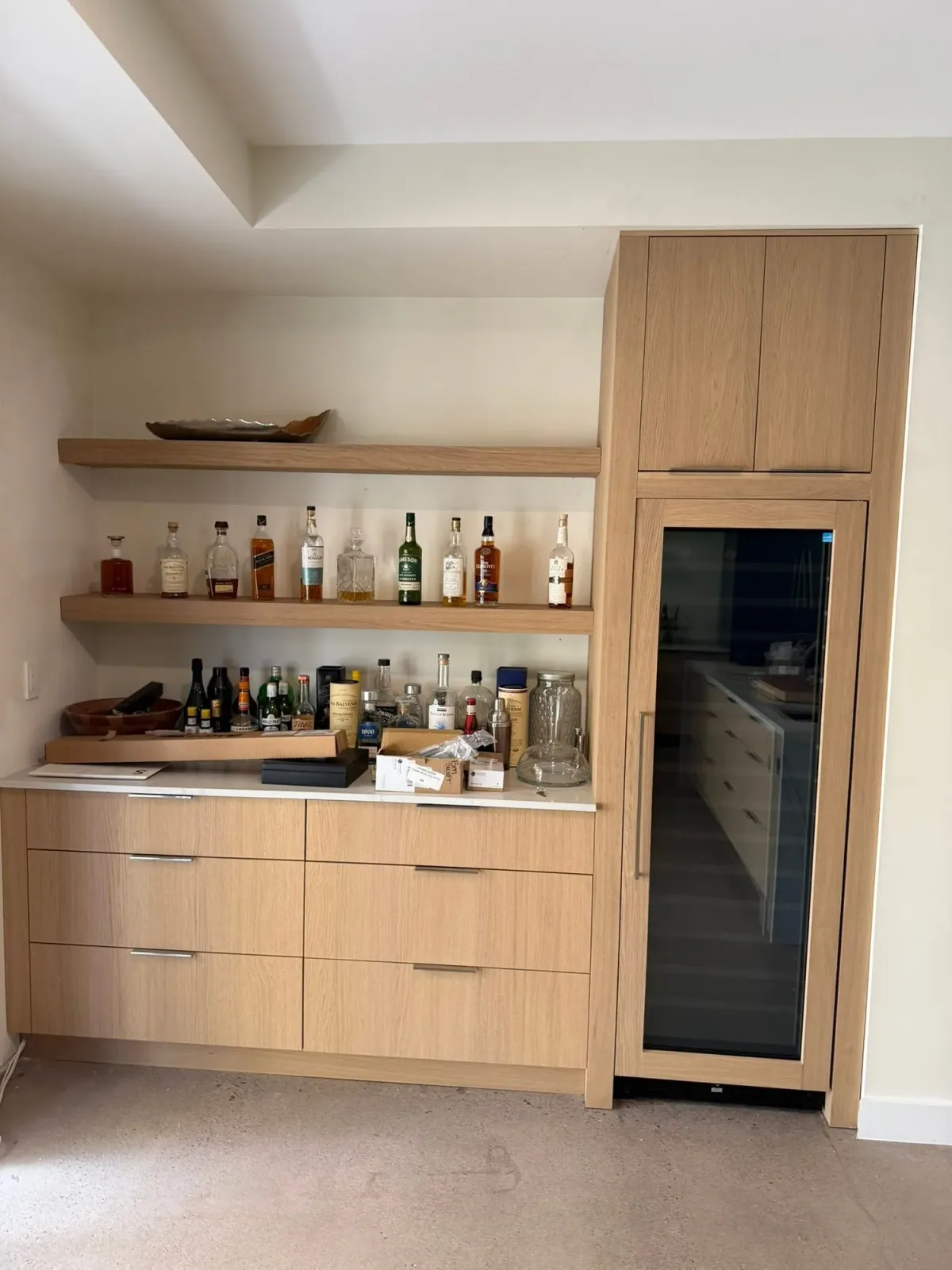 Home bar cabinetry with beverage storage by Ramos Cabinetry and Construction in Gilbert, AZ
